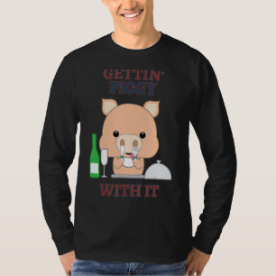 Camiseta Gettin' Piggy with It Pig Bebiendo Sarcástico