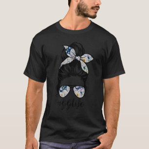 Camiseta Gg Life Messy Hair Bun Floral Día de la Madre