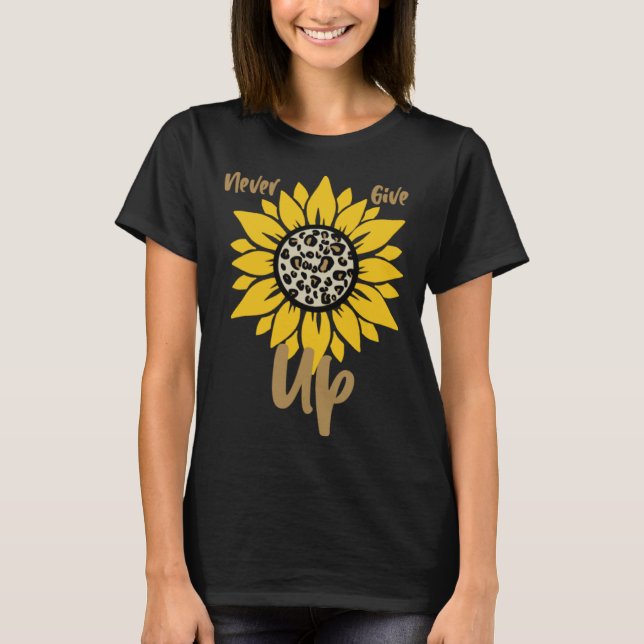 Camiseta GGT Never Give Up Yellow Sunflower Leopard Positiv (Anverso)