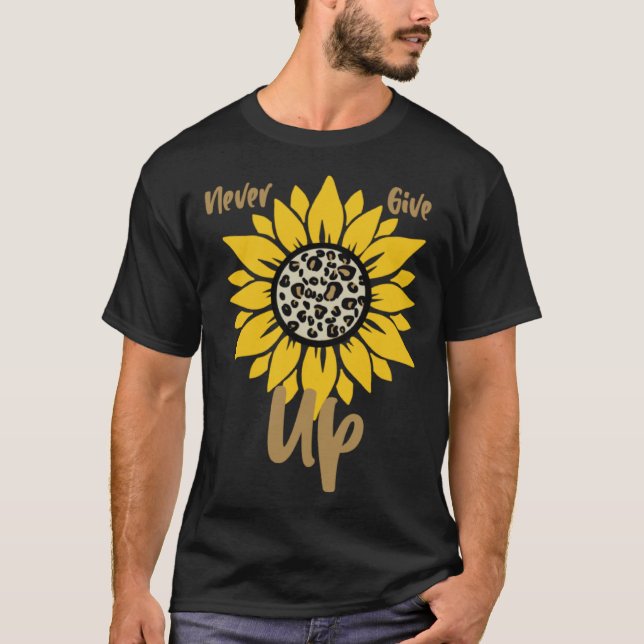 Camiseta GGT Never Give Up Yellow Sunflower Leopard Positiv (Anverso)