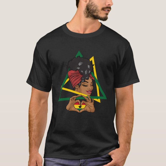 Camiseta Ghana Ghanaian Heart Love Proud Melanin Flag Woman (Anverso)