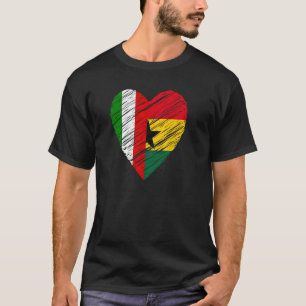 Camiseta Ghana Italia Corazón Bandera Italiana Bandera Ghan