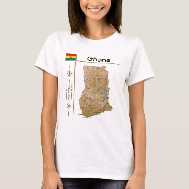 Camiseta Ghana Mapa + Bandera + Título (Anverso)