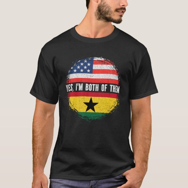 Camiseta Ghana, mitad estadounidense, mitad ghanesa, bander (Anverso)