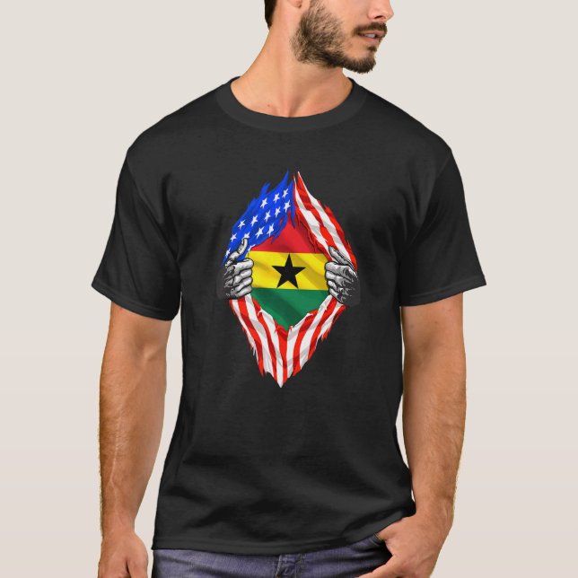 Camiseta Ghana Roots Ee.Uu. Bandera Patriótica Super Ghanai (Anverso)