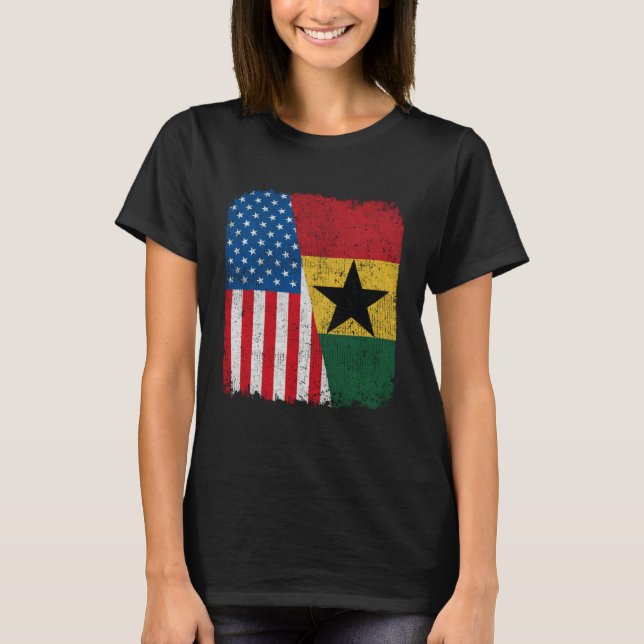 Camiseta Ghanaian American Flag Half USA Ghana Root Proud (Anverso)