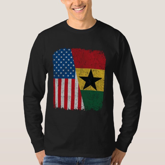Camiseta Ghanaian American Flag Half USA Ghana Root Proud (Anverso)