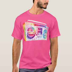 Camiseta Ghetto Blaster Boombox Radio Hip Hop Music Tie Dye