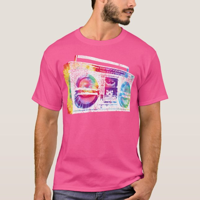 Camiseta Ghetto Blaster Boombox Radio Hip Hop Music Tie Dye (Anverso)
