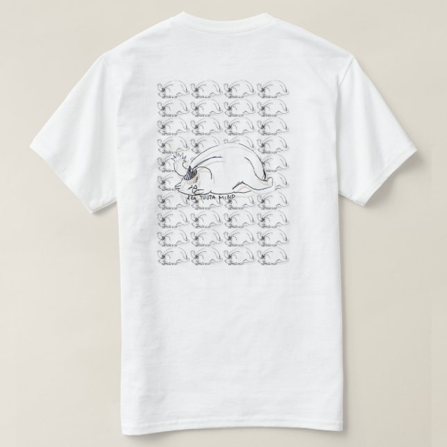 Camiseta Ghibli unisex diseñado "molestó el gato" ilustrado (Reverso del diseño)