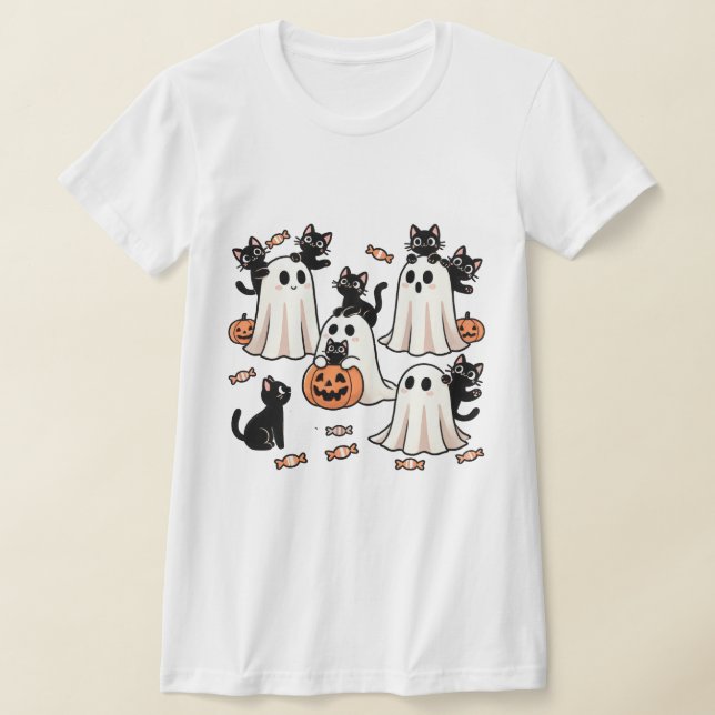 Camiseta "Ghost and Black Cat Companhon - Spooky Cute Hallo (Distribución)