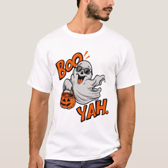 Camiseta Ghost Boo Yah Funny Halloween Shirt Spooky Booyah (Anverso)