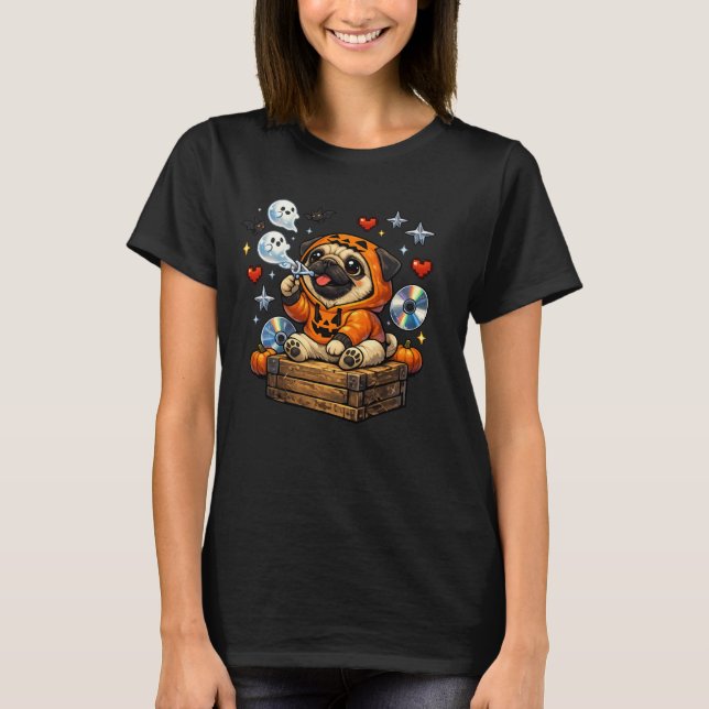 Camiseta Ghost Bubble Pug – Halloween Lindo (Anverso)