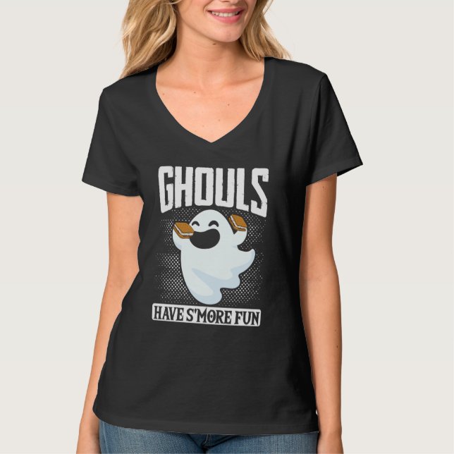 Camiseta Ghost Camping Halloween Ghouls Have SMore Fun Cost (Anverso)