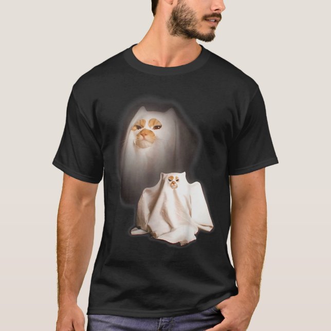 Camiseta Ghost Cat Meme Funny Halloween Men Women Kids  (Anverso)