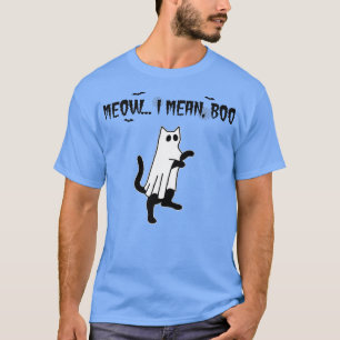Camiseta Ghost Cat Meow I Mean Boo Funny Halloween For Cat