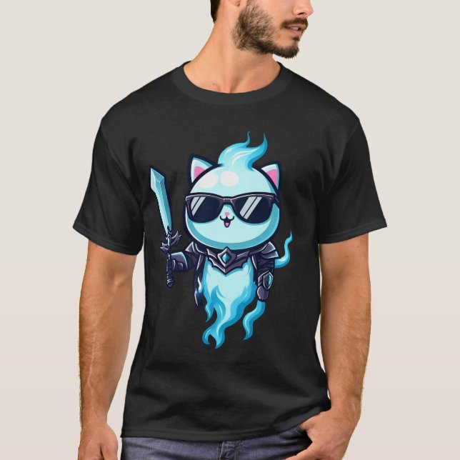 Camiseta Ghost Cat Mítica Armadura de cráneo con espadas y  (Anverso)