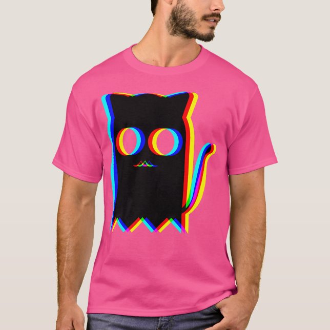 Camiseta Ghost Cat Trippy Vaporwave Halloween Techno Rave E (Anverso)