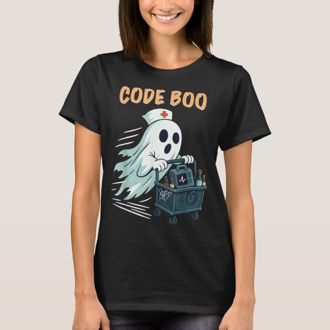 Camiseta Ghost Code Boo In The Icu Nursing Gift For Hallowe (Anverso)