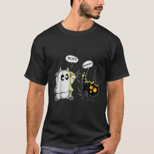 Camiseta Ghost Cow Boo Ah Black Cat Halloween Ghost Farmer