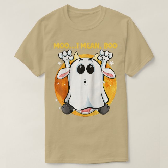Camiseta Ghost Cow Moo I Mean Boo Pumpkin Moon Halloween Co (Diseño del anverso)