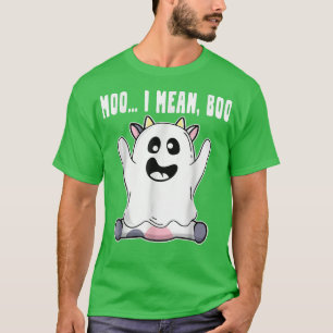 Camiseta Ghost Cow Moo I Mean Boo Pumpkin Moon Halloween Fa