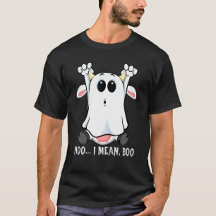 Camiseta Ghost Cow Moo I Mean Boo Pumpkin Moon Halloween Fa