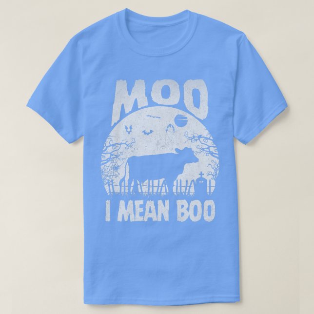 Camiseta Ghost Cow Moo I Mean Boo Pumpkin Moon Halloween fo (Diseño del anverso)