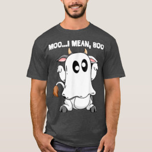 Camiseta Ghost Cow Moo I Mean Boo Pumpkin Moon Lazy Hallowe
