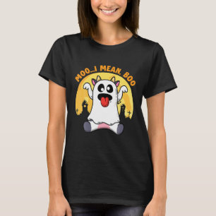 Camiseta Ghost Cow Moo Me Refiero A Boo Pumpkin Moon Hallow