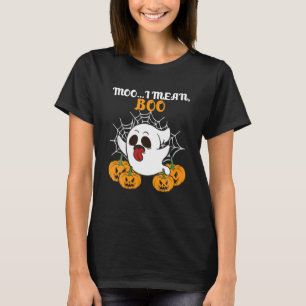Camiseta Ghost Cow Moo Me Refiero A Boo Pumpkin Moon Hallow