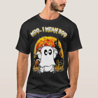 Camiseta Ghost Cow Say Moo Me Refiero A Boo Pumpkin Moon Fu