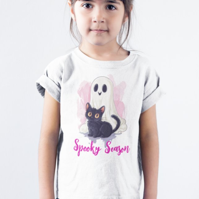 Camiseta Ghost Cute Black Cat Pink Spooky Season (Subido por el creador)