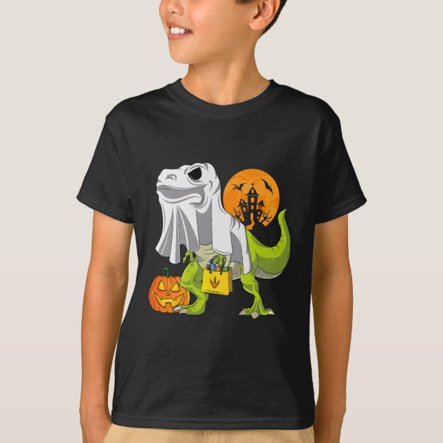 Camiseta Ghost Dinosaur Funny Para Rex Halloween A Costo De (Anverso)