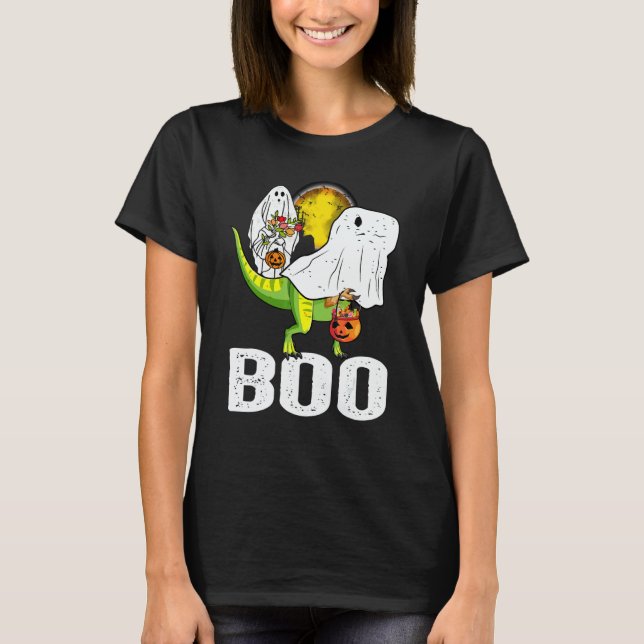 Camiseta Ghost Dinosaur rex  Boo Halloween Boys Men Pumpkin (Anverso)
