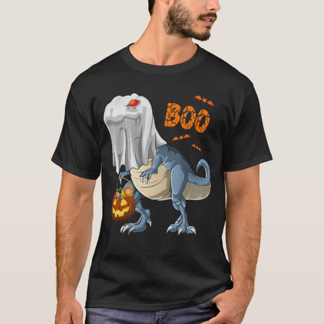 Camiseta Ghost Dinosaur T rex Funny Boo Halloween (Anverso)