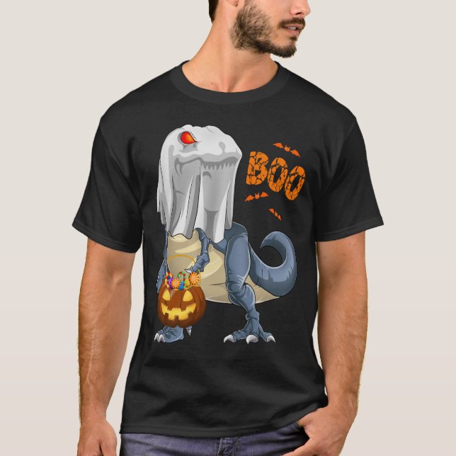 Camiseta Ghost Dinosaur T rex Funny Boo Halloween (Anverso)