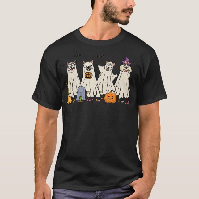 Camiseta Ghost Dog Halloween Boo Ghosts Dogs Wearing Ghost  (Anverso)