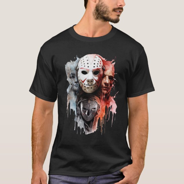 Camiseta Ghost Face, Michael, Jason y Freddy Krueger (Anverso)