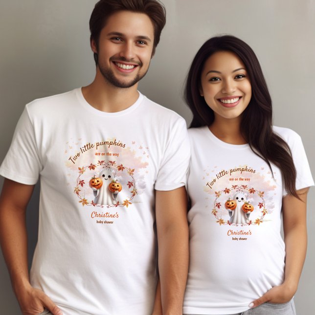 Camiseta Ghost Ghost Unisex Baby Shower (Twins Halloween Pumpkin Ghost Unisex Baby Shower T-Shirt)