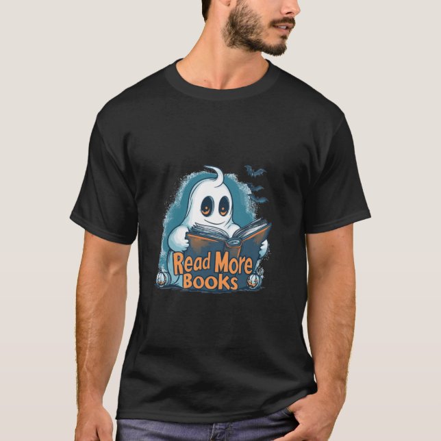 Camiseta Ghost Halloween Pumpkin Spookoky Leer más libros T (Anverso)