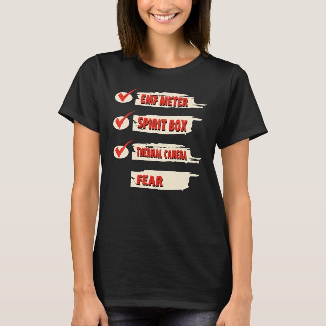 Camiseta Ghost Hunter Checklist EMF Meter Paranormal Invest (Anverso)