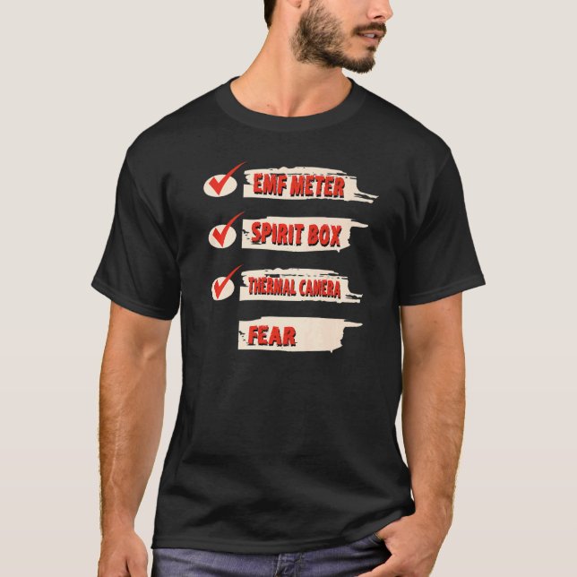 Camiseta Ghost Hunter Checklist EMF Meter Paranormal Invest (Anverso)