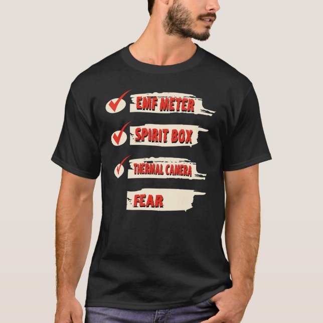 Camiseta Ghost Hunter Checklist EMF Meter Paranormal Invest (Anverso)