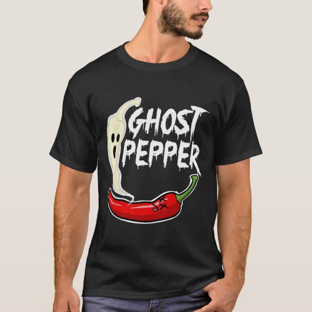 Camiseta Ghost Pepper divertido Spicy Hot Halloween Ghost P (Anverso)