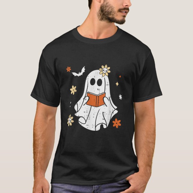 Camiseta Ghost Reading Book Halloween Costume Teacher Libra (Anverso)