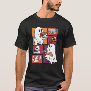 Camiseta Ghost Reading Books Retro Groovy Spooky Reader Swe