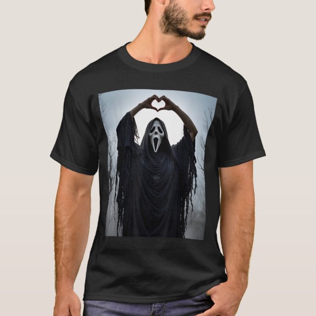 Camiseta Ghost Red Heart Hands Y Face Halloween Valentines  (Anverso)