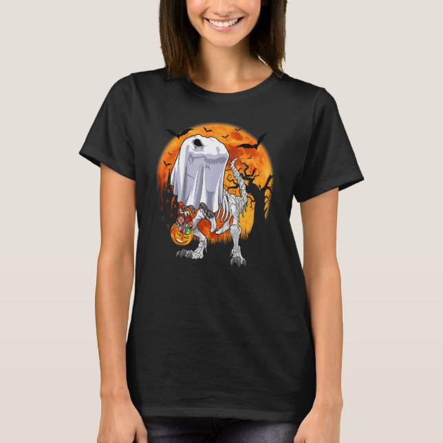 Camiseta Ghost Rex Skeleton Dino Bones Boo Halloween Boys P (Anverso)