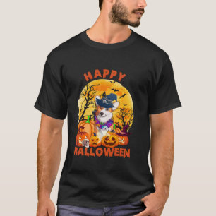 Camiseta Ghost Scary Pumpkin Moon Witch Corgi Dog Halloween